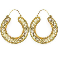 Cargar imagen en el visor de la galería, Ohrringe Spirale Punkte Kreis Brass Messing antik golden nickelfrei Tribal Schmuck Piercing - chic-net.de
