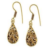 Load image into Gallery viewer, Ohrringe Tropfen Blätter oxidiert Messing antik golden nickelfrei Tribal Ohrhänger - chic-net.de
