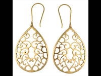Load image into Gallery viewer, Ohrringe Tropfen dick Muster spiralig Messing Brass antik golden Tribal Ohrhänger nickelfrei Schmuck - chic-net.de
