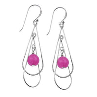 Load image into Gallery viewer, Ohrringe Tropfen ineinander pink Katzenauge Silberohrringe 925er Sterling Silber Damen Ohrhänger - chic-net.de
