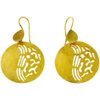 Cargar imagen en el visor de la galería, Ohrringe Tropfen Kreis gebürstet Muster Yin Yang Messing antik golden nickelfrei Tribal Ohrhänger - chic-net.de
