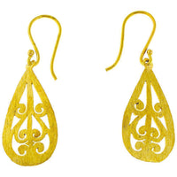 Cargar imagen en el visor de la galería, Ohrringe Tropfen schmal gebürstet Spiralen Messing antik golden nickelfrei Tribal Brass Ohrhänger - chic-net.de
