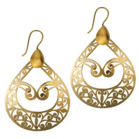 Load image into Gallery viewer, Ohrringe Tropfen Spiralmuster Glanz Messing antik golden nickelfrei Tribal Ohrhänger - chic-net.de
