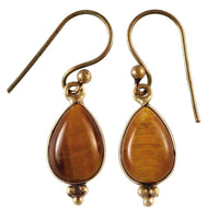 Load image into Gallery viewer, Ohrringe Tropfen Tigerauge Dreieck Messing antik golden Tribal Ohrhänger nickelfrei Brass Damen Schmuck - chic-net.de
