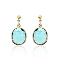 Load image into Gallery viewer, Ohrstecker 18 karat vergoldet Kupfer Glaskristall türkis facettiert nickelfrei gold oval - chic-net.de
