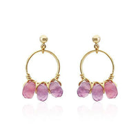 Load image into Gallery viewer, Ohrstecker 18 karat vergoldet Kupfer lila Amethyst Ring facettiert nickelfrei gold - chic-net.de
