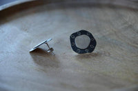 Load image into Gallery viewer, Ohrstecker 925 Sterling Silber Scheibe schwarz Blätter - chic-net.de
