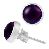 Load image into Gallery viewer, Ohrstecker Amethyst lila rund 10 mm 925er Sterling Silber Rand Stein Silberohrstecker - chic-net.de
