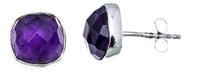 Load image into Gallery viewer, Ohrstecker Amethyst Quadrat 8 mm 925er Sterlingsilber Rand facettiert gewölbt lila - chic-net.de
