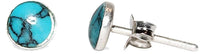 Load image into Gallery viewer, Ohrstecker flach Türkis rund 925er Sterlingsilber gefasst Silberohrstecker Ohrringe Damen Schmuck - chic-net.de

