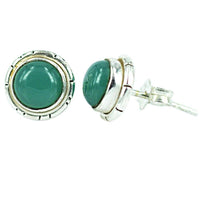 Load image into Gallery viewer, Ohrstecker, Grün, Jade, rund, 8mmØ, in massivem Silber eingefasst, 925er Sterlingsilber-Stift - chic-net.de
