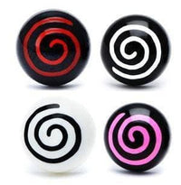 Load image into Gallery viewer, Ohrstecker Halbkugel Spirale 8 mm Acryl Unisex Ohrringe Edelstahl nickelfrei zweifarbig - chic-net.de
