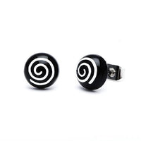 Load image into Gallery viewer, Ohrstecker Halbkugel Spirale 8 mm Acryl Unisex Ohrringe Edelstahl nickelfrei zweifarbig - chic-net.de
