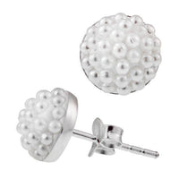 Load image into Gallery viewer, Ohrstecker Halbkugel weiß kleine Perlen rund 925er Sterlingsilber Perlenohrstecker - chic-net.de
