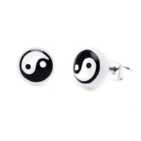 Load image into Gallery viewer, Ohrstecker Halbkugel Yin Yang 8 mm Acryl Unisex Ohrringe Edelstahl nickelfrei zweifarbig - chic-net.de
