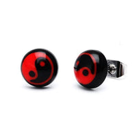 Load image into Gallery viewer, Ohrstecker Halbkugel Yin Yang 8 mm Acryl Unisex Ohrringe Edelstahl nickelfrei zweifarbig - chic-net.de
