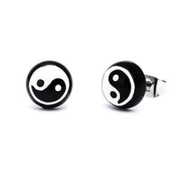 Load image into Gallery viewer, Ohrstecker Halbkugel Yin Yang 8 mm Acryl Unisex Ohrringe Edelstahl nickelfrei zweifarbig - chic-net.de
