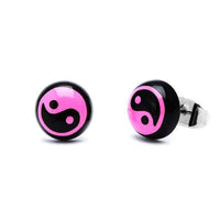 Load image into Gallery viewer, Ohrstecker Halbkugel Yin Yang 8 mm Acryl Unisex Ohrringe Edelstahl nickelfrei zweifarbig - chic-net.de
