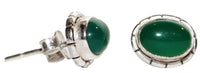 Load image into Gallery viewer, Ohrstecker Jade grün Rand Rillen oval 10 mm Ø eingefasst 925er Sterling Silber - chic-net.de
