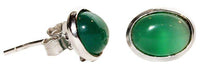 Load image into Gallery viewer, Ohrstecker Jade Rand Kante grün oval 10 mm Ø eingefasst 925er Sterling Silber - chic-net.de
