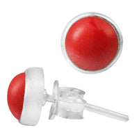 Load image into Gallery viewer, Ohrstecker Jaspis rot rund 8 mm 925er Sterling Silber Rand Stein Silberohrstecker - chic-net.de

