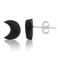Load image into Gallery viewer, Ohrstecker Kokosnuss schwarz Halbmond Holz Silberohrringe 925er Silber Unisex Ohrschmuck - chic-net.de
