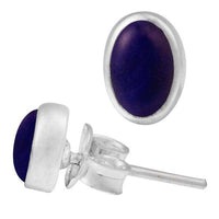 Cargar imagen en el visor de la galería, Ohrstecker Lapis blau oval 6 mm 925er Sterling Silber Rand Stein Silberohrstecker - chic-net.de
