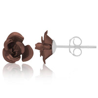 Load image into Gallery viewer, Ohrstecker Metall Rose metallic braun 925er Sterling Silber Rosenohrstecker Damen - chic-net.de
