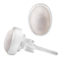 Load image into Gallery viewer, Ohrstecker Mondstein weiß oval 8 mm 925er Sterling Silber Rand Stein Silberohrstecker - chic-net.de
