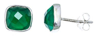 Load image into Gallery viewer, Ohrstecker Onyx Quadrat 8 mm 925er Sterlingsilber Rand facettiert gewölbt grün - chic-net.de
