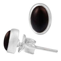 Load image into Gallery viewer, Ohrstecker Onyx schwarz oval 6 mm 925er Sterling Silber Rand Stein Silberohrstecker - chic-net.de
