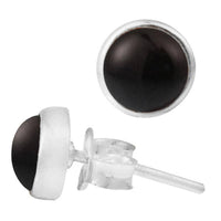 Load image into Gallery viewer, Ohrstecker Onyx schwarz rund 8 mm 925er Sterling Silber Rand Stein Silberohrstecker - chic-net.de
