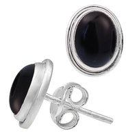 Load image into Gallery viewer, Ohrstecker Onyx Stein schwarz oval 10 mm 925er Sterling Silber hoch Rand - chic-net.de
