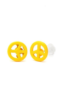 Load image into Gallery viewer, Ohrstecker Peace Zeichen 8 mm Edelstahl Gummi Beschichtung nickelfrei Unisex Schmuck - chic-net.de
