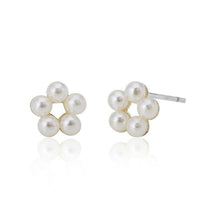 Cargar imagen en el visor de la galería, Ohrstecker Perlen Perlenohrstecker 925er Sterling Silber Glanz Ohrringe Damen Perle weiß Blume - chic-net.de
