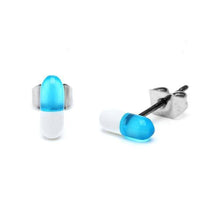 Load image into Gallery viewer, Ohrstecker Pille Tablette schmal 8 mm zweifarbig Edelstahl Unisex Schmuck Ohrringe - chic-net.de
