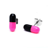 Load image into Gallery viewer, Ohrstecker Pille Tablette schmal 9 mm zweifarbig Edelstahl Unisex Schmuck Ohrringe - chic-net.de

