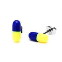 Load image into Gallery viewer, Ohrstecker Pille Tablette schmal 9 mm zweifarbig Edelstahl Unisex Schmuck Ohrringe - chic-net.de
