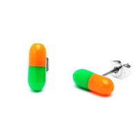 Load image into Gallery viewer, Ohrstecker Pille Tablette schmal 9 mm zweifarbig Edelstahl Unisex Schmuck Ohrringe - chic-net.de
