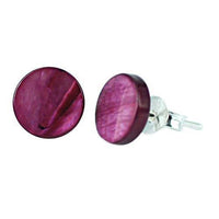 Cargar imagen en el visor de la galería, Ohrstecker, Pink-Lila, 8mmØ, aus gefärbtem Perlmutt, rund, 925er Sterlingsilber-Stift - chic-net.de
