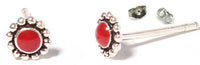 Load image into Gallery viewer, Ohrstecker Rahmen Silberkreise, rot, koralle, rund, 4 mm Ø, in echtem Silber eingefasst, 925er Sterlingsilber-Stift - chic-net.de
