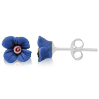 Load image into Gallery viewer, Ohrstecker rosa blau Rose Blättchen plastisch 925er Silber Damen Rosenohrstecker - chic-net.de
