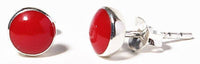 Load image into Gallery viewer, Ohrstecker rot Koralle rund breiter Silberrahmen 925er Sterling Silber Korallenohrstecker - chic-net.de
