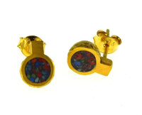 Load image into Gallery viewer, Ohrstecker Silber 925 vergoldet crushed Stein Mix rund - chic-net.de
