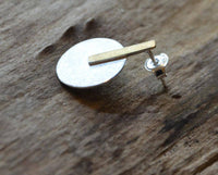 Load image into Gallery viewer, Ohrstecker Silber 925 vergoldet Kreis Linie gebürstet - chic-net.de
