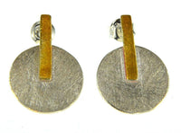 Load image into Gallery viewer, Ohrstecker Silber 925 vergoldet Kreis Linie gebürstet - chic-net.de
