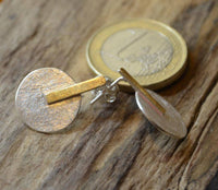 Load image into Gallery viewer, Ohrstecker Silber 925 vergoldet Kreis Linie gebürstet - chic-net.de
