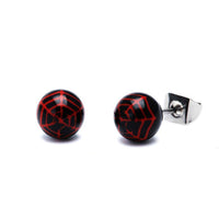Cargar imagen en el visor de la galería, Ohrstecker Spinnennetz Spider Kugel 6 mm Acryl Unisex Ohrringe Edelstahl nickelfrei schwarz rot - chic-net.de
