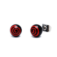 Load image into Gallery viewer, Ohrstecker Spirale Kugel 6 mm rot weiß Acryl Unisex Ohrringe Edelstahl nickelfrei - chic-net.de
