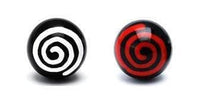 Load image into Gallery viewer, Ohrstecker Spirale Kugel 6 mm rot weiß Acryl Unisex Ohrringe Edelstahl nickelfrei - chic-net.de

